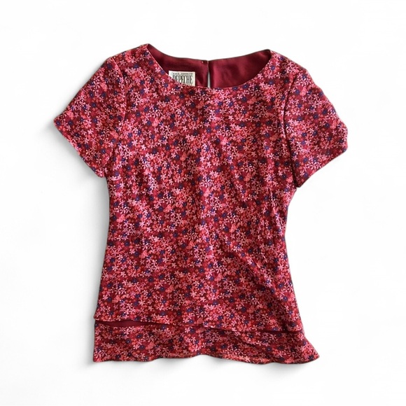 Y2K Yves Cossette Depeche Pink Layered Short Sleeve Silk Shirt - Picture 1 of 6